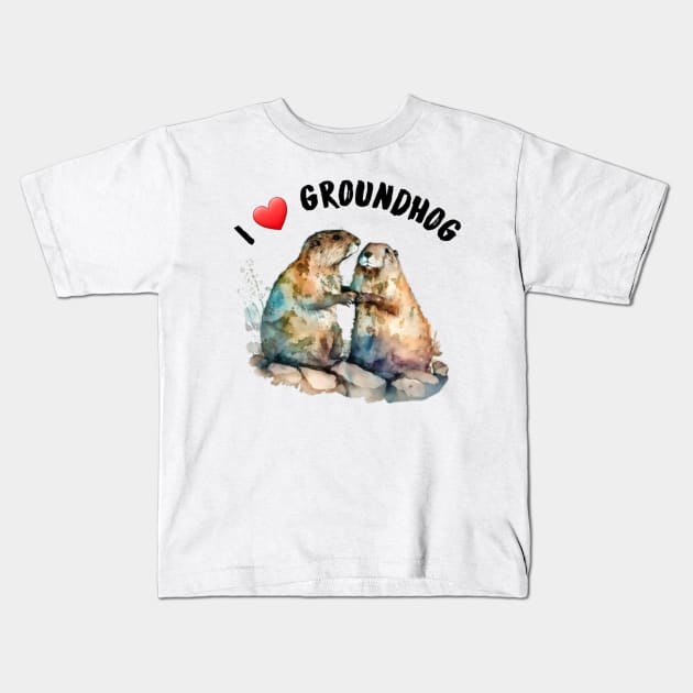 I love groundhog Kids T-Shirt by sukhendu.12